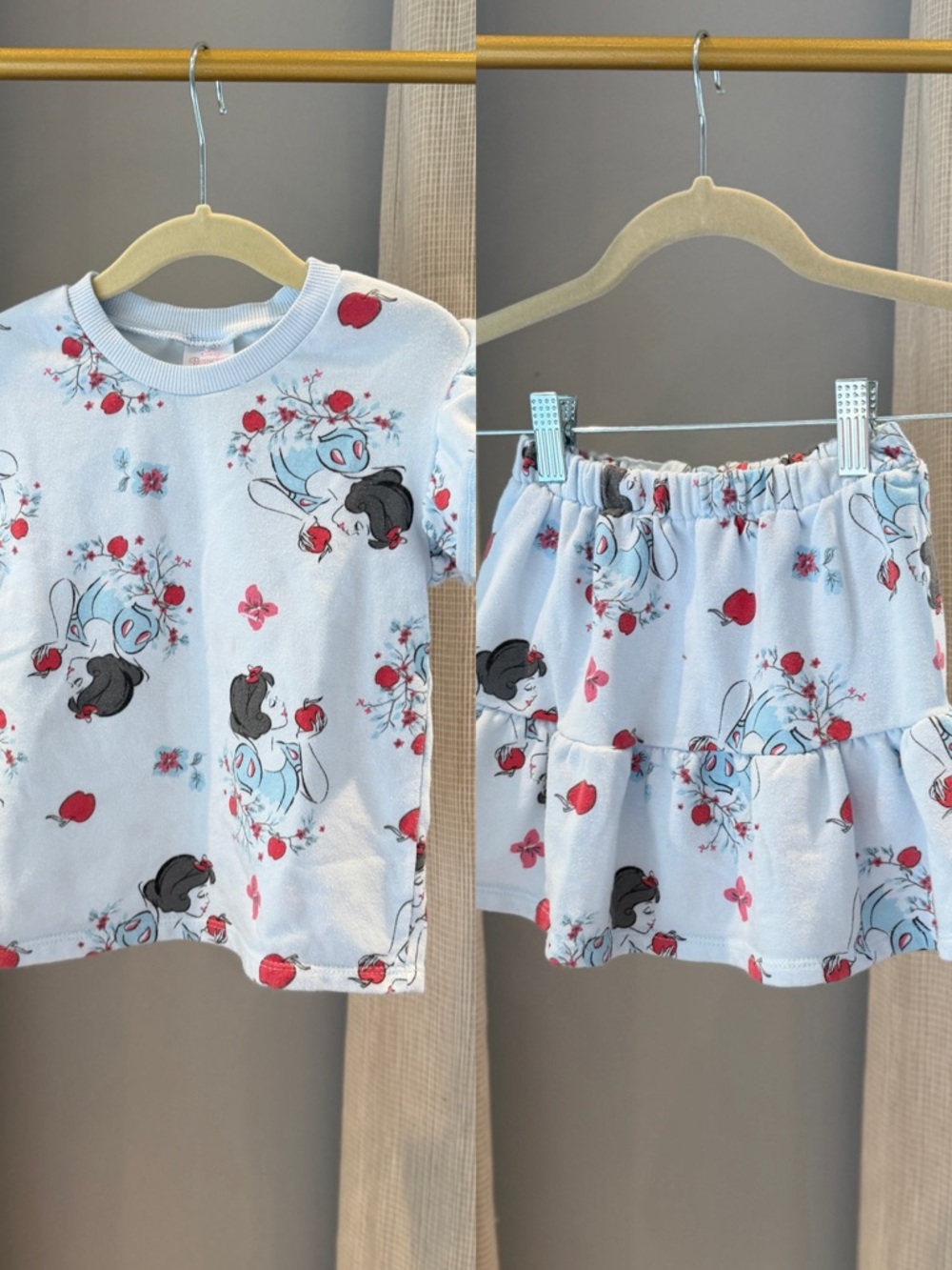Disney Princess Snow White Light Blue Top & Skirt Set with Red Floral Accents
